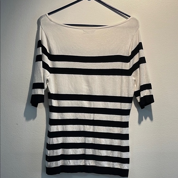 New York & Company | Women’s  Black and White Striped Half Sleeve Sweater Small - Picture 3 of 3
